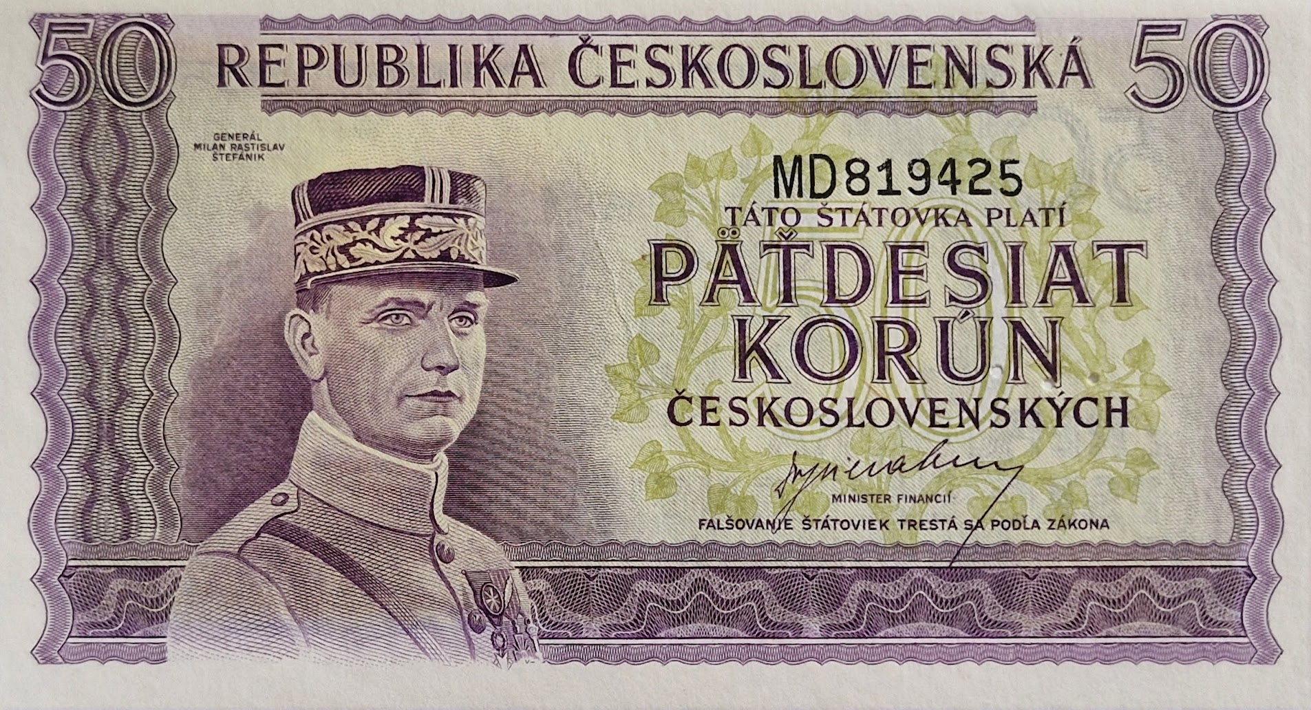 50 kčs 1945 MD perf.