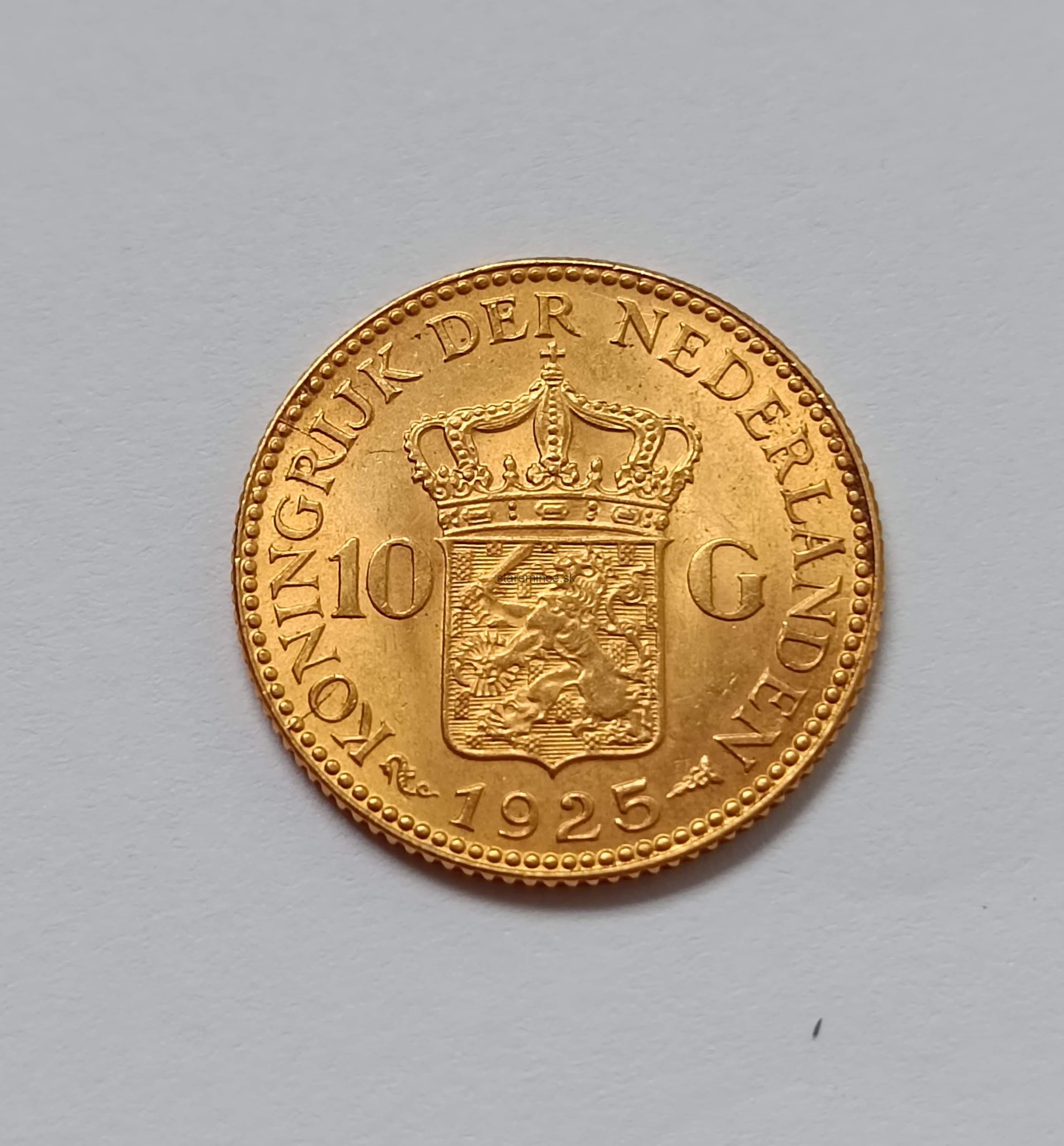 Zlaté Mince | 10 Gulden 1925 Wilhelmina | Staremince.sk